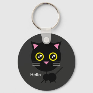 Chaveiro Gato Negro Geométrico