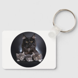 Chaveiro Gato Negro Grande E Seus 3 Gatinhos Nos Dão Uma Po