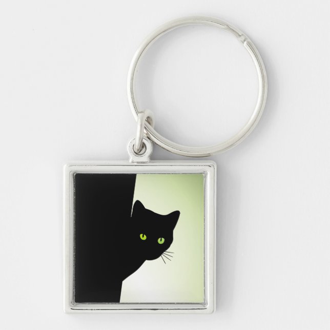 Chaveiro Gato Negro Olhado Verde (Frente)