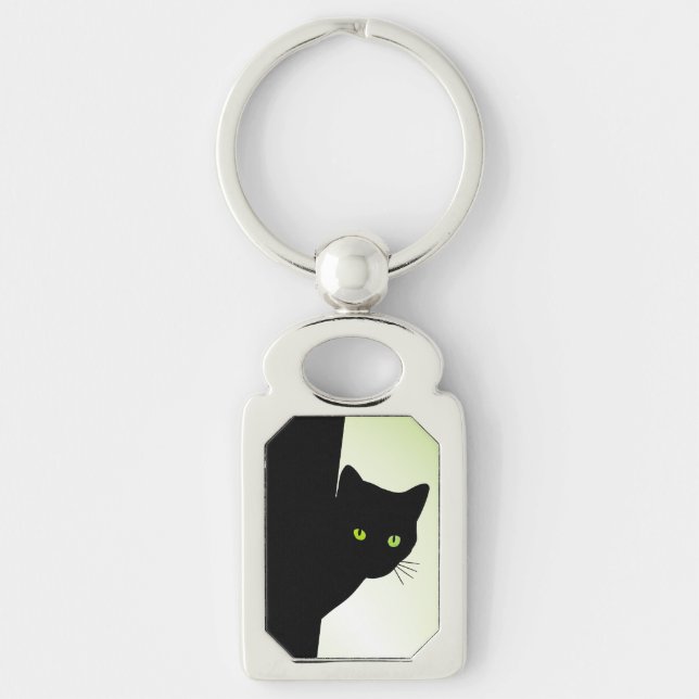 Chaveiro Gato Negro Olhado Verde (Frente)