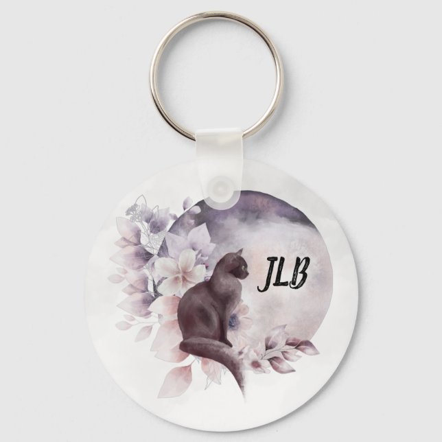 Chaveiro Gato Negro por uma Lua Mágica Cheia (Frente)