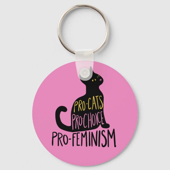 Chaveiro Gato negro pró-feminista pró-gata (Frente)