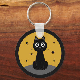 Chaveiro Gato negro sentado viendo las estrellas