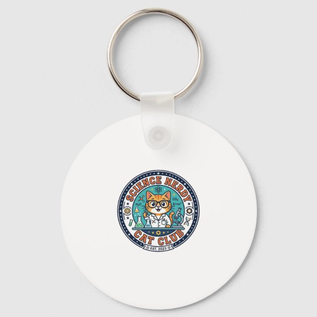 Chaveiro Gato Nerdy de Ciência Presente para Mãe de Gato -  (Frente)