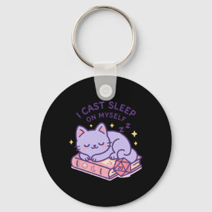 Chaveiro Gato Nerdy de RPG D20 Dormindo Dado Para Amor de G