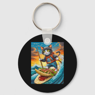 Chaveiro Gato Ninja Surfando Uma Prancha De Surf De Taco Co