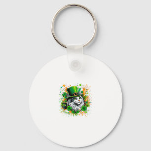Chaveiro Gato no Dia de São Patrício Irlandês Usando Chapéu