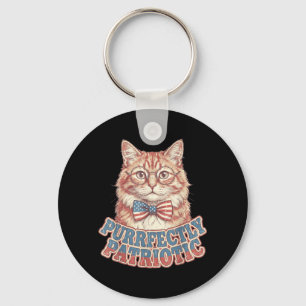 Chaveiro Gato Patriótico Perfeito Vintage 4 de Julho