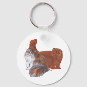 Chaveiro Gato Persa Calico e Gato de Cabelo Longo Vermelho