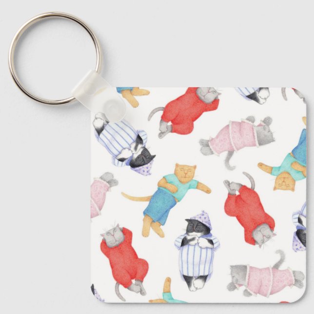 Chaveiro GATO PJs Pingente de Metal Quadrado (Frente)