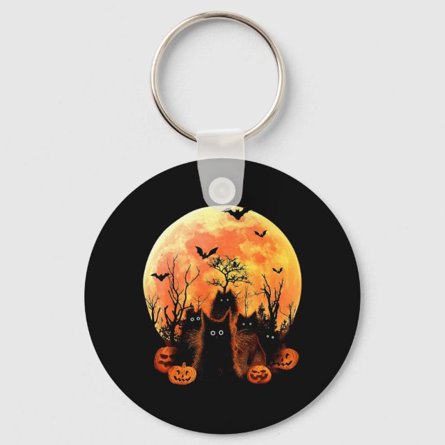 Chaveiro Gato Preto Abóbora Lua Fantasia de Halloween Amant (Frente)