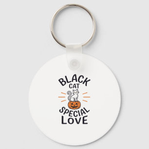 Chaveiro Gato Preto Amor Especial Design de Vetor de Gato d