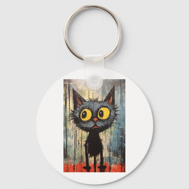 Chaveiro Gato Preto Com Olhos Amarelos (Frente)