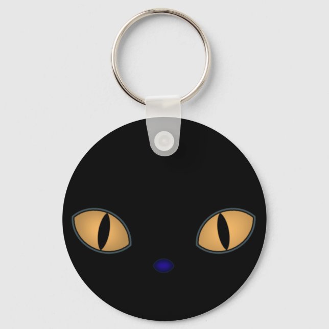 Chaveiro Gato Preto Com Olhos Laranja Grandes (Frente)