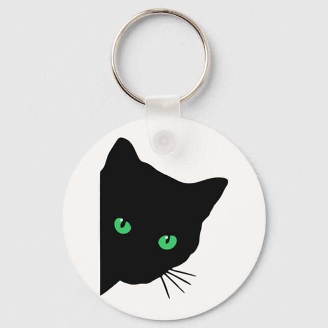 Chaveiro gato preto com olhos verdes (Frente)