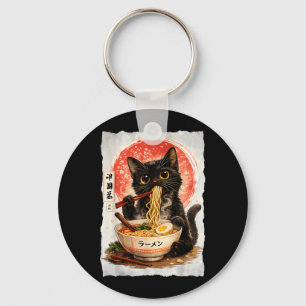 Chaveiro Gato Preto Comendo Ramen Fofo Kawaii Anime Gato