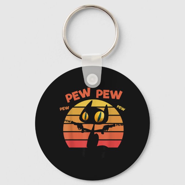 Chaveiro Gato Preto de Halloween Pew Pew Sarcástico Diverti (Frente)