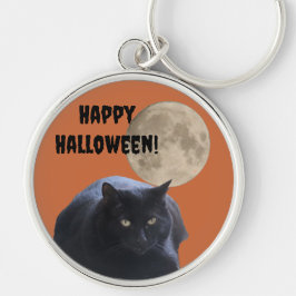 Chaveiro Gato Preto de Lua Completa do Halloween