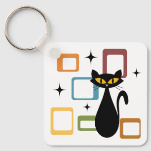 Chaveiro gato preto de meados do século