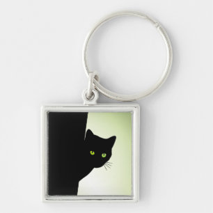 Chaveiro Gato Preto de Olhos Verdes