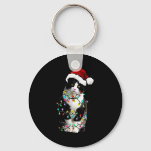 Chaveiro Gato Preto de Smoking Fofo Luz de Natal Gato Natal