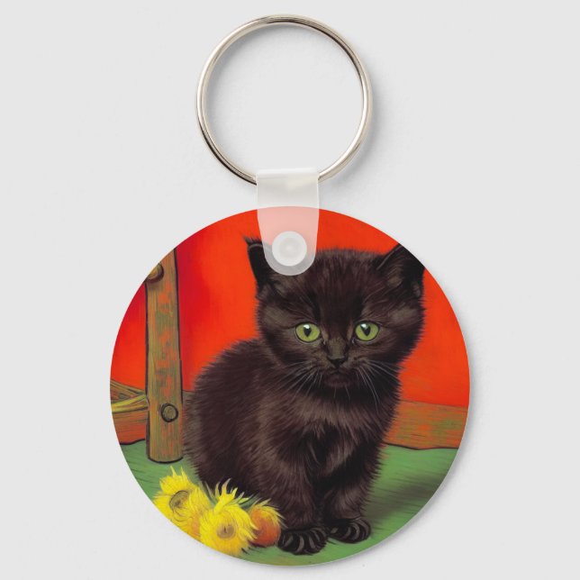 Chaveiro Gato Preto do Estilo Van Gogh (Frente)