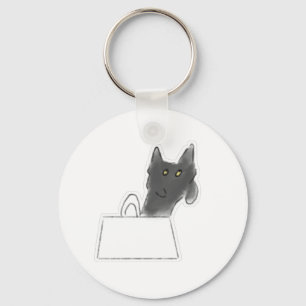 Chaveiro Gato Preto em Saco de Papel Arte a Lápis