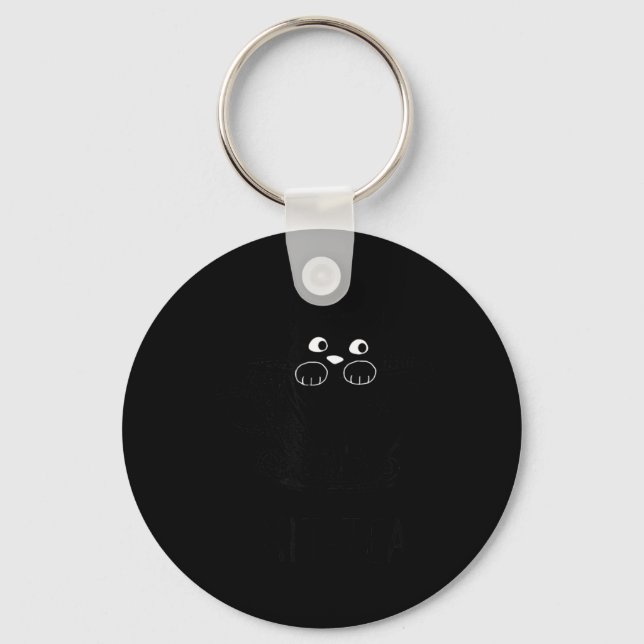 Chaveiro Gato Preto Engraçado Gráfico Kit-Tea (Frente)
