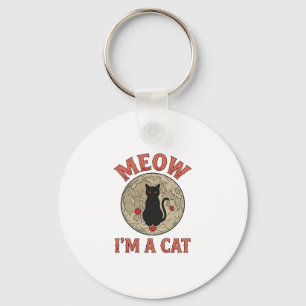 Chaveiro Gato Preto Engraçado Lua Vintage Design de Hallowe