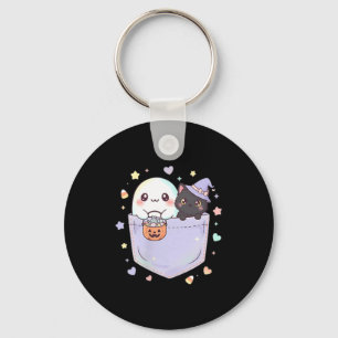 Chaveiro Gato Preto Fantasma Fofo Bolso Diversão de Hallowe