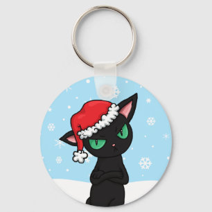 Chaveiro Gato Preto Grumpy vestindo Papai Noel