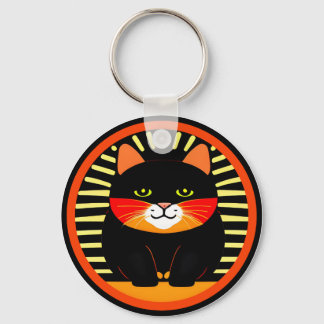 Chaveiro Gato Preto Retroativo Em Redondo - Estilo Antigo D