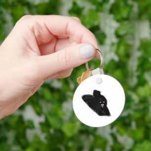 Chaveiro Gato Preto Silvando Mostrando Presas Arte a Lápis