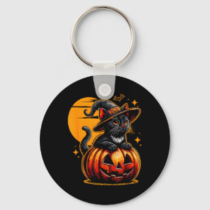 Chaveiro Gato Preto Vintage Divertido Halloween Abóbora Ass
