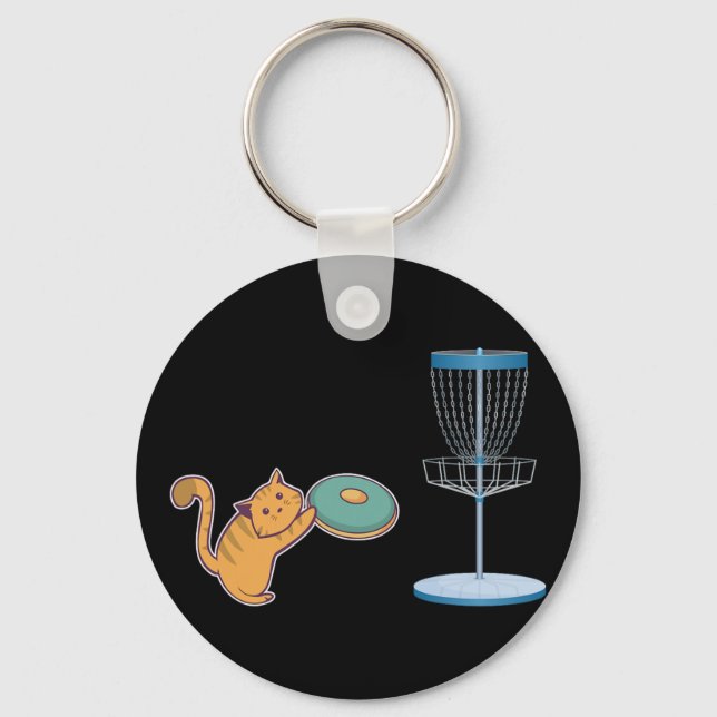 Chaveiro Gato Que Jogam Disc Golf - Gato de Disc Golf Para  (Frente)