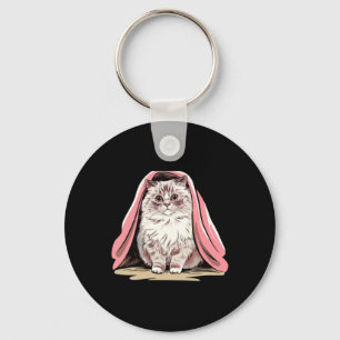 Chaveiro Gato Ragdoll Debaixo de um Adesivo de Cobertor Ros