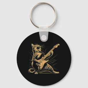 Chaveiro Gato Retro Divertido Música Rock Homens Crianças M
