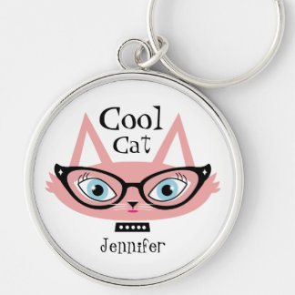 Chaveiro Gato retro personalizado do rosa conhecido do