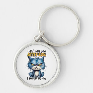 Chaveiro Gato Rumpy Attituto Funny Animal Sarcastic Dizendo