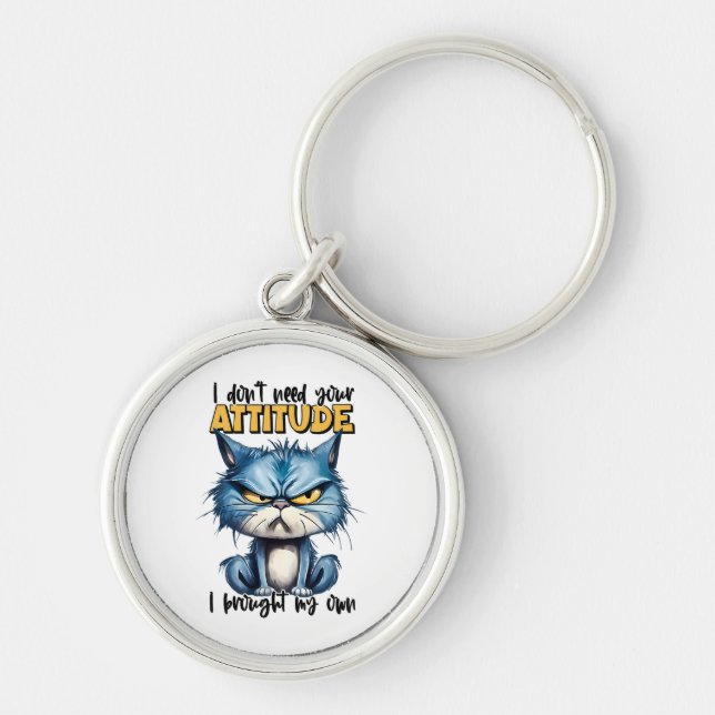 Chaveiro Gato Rumpy Attituto Funny Animal Sarcastic Dizendo (Frente)