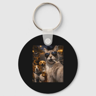 Chaveiro Gato sarcástico legal com cachorros meme selfie an