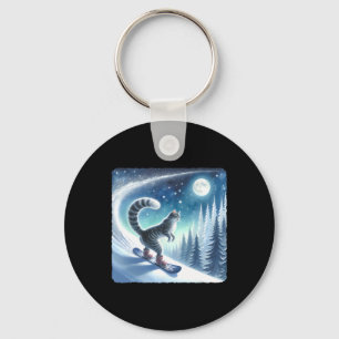 Chaveiro Gato Snowboard Abaixo Slope Frio. Neve Snowboard