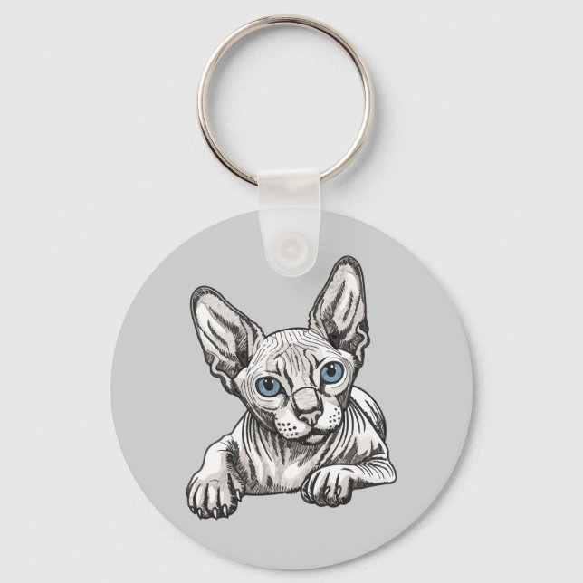 Chaveiro Gato Sphynx sem pelos  (Frente)