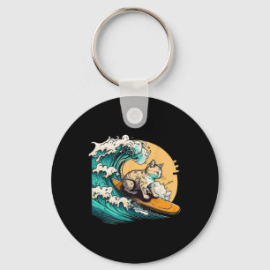 Chaveiro Gato Surfista, Gato No Surfboard, Gato Montando On