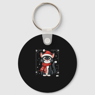 Chaveiro Gato Tuxedo de Natal Cachecol Santa Feio Xmas Mulh