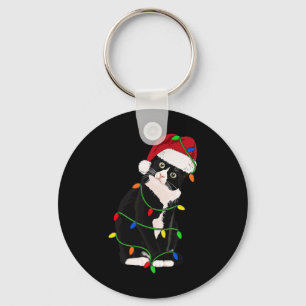Chaveiro Gato Tuxedo Miau Papai Noel Tuxie Luzes da Árvore 