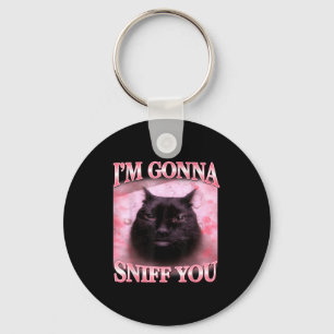 Chaveiro Gato vai cheirar piada engraçada meme de gatos bra