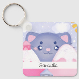 Chaveiro Gato Whimsso e Montanhas de Inverno com Sol Gelado