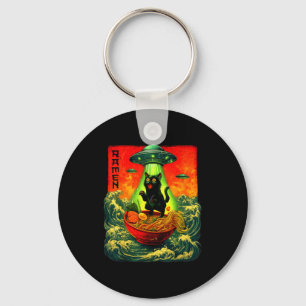 Chaveiro Gatos Alien Ramen Ufo Arte Japonês Retro Presentes