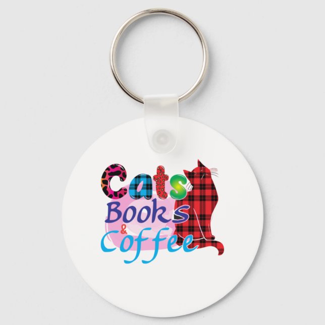 Chaveiro Gatos De Arte Do Gato Livros De Café (Frente)